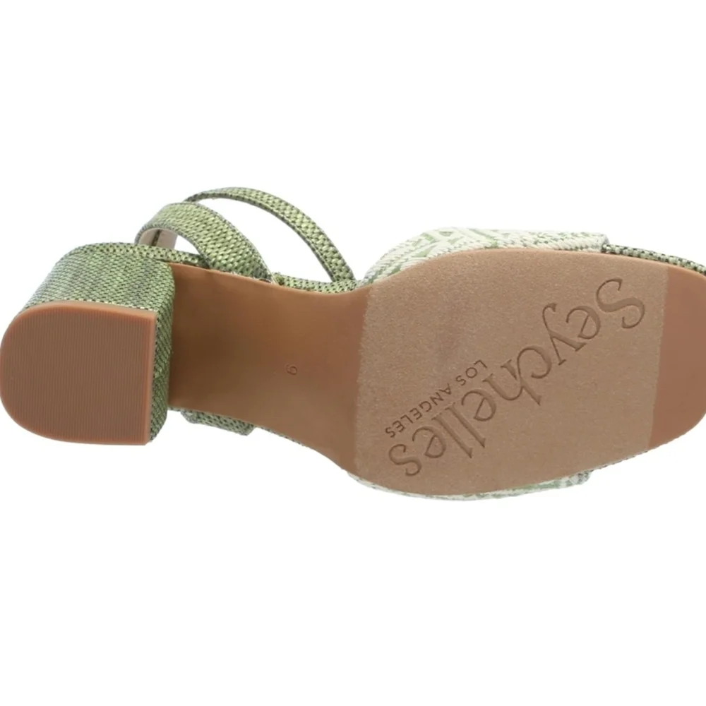 Seychelles Green Textured Sandals with Ankle Strap
